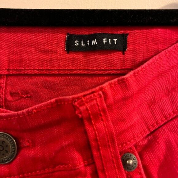 Copper Rivet Pant Women Size 29/32 Red Cotton Blend Button Five-Pockets Slim Fit - Picture 7 of 8